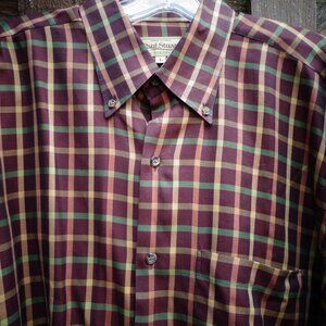 PAUL STUART MULTI-COLORED PLAID SPORT SHIRT MADE IN ITALY LARGE
